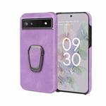 For Google Pixel 6a Ring Holder PU Phone Case(Purple)