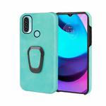 For Motorola Moto E20 / E30 / E40 Ring Holder PU Phone Case(Mint Green)