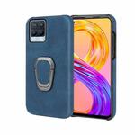 Ring Holder PU Phone Case For OPPO Realme 8 / 8 Pro(Blue)