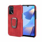 Ring Holder PU Phone Case For OPPO A16 / A16S / A54S(Red)