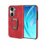 Ring Holder PU Phone Case For Honor 60 Pro(Red)