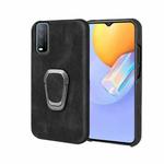 Ring Holder PU Phone Case For vivo Y12S 2021 / Y20 India / Y11S / Y20i / Y20S / Y30(Black)