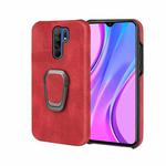 Ring Holder PU Phone Case For Xiaomi Redmi 9 / Redmi 9 Prime / Poco M2(Red)