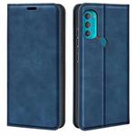 For Motorola Moto G71 5G Retro-skin Magnetic Suction Leather Phone Case(Dark Blue)