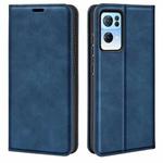 For OPPO Reno7 Pro 5G Retro-skin Magnetic Suction Leather Phone Case(Dark Blue)