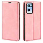 For OPPO Reno7 Pro 5G Retro-skin Magnetic Suction Leather Phone Case(Pink)