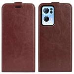 For OPPO Reno7 Pro 5G R64 Texture Vertical Flip Leather Phone Case(Brown)