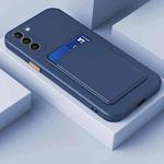 For Samsung Galaxy S22 5G Skin Feel Card Contrast Color Button TPU Phone Case(Dark Blue)