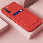 For Samsung Galaxy S22 5G Skin Feel Card Contrast Color Button TPU Phone Case(Red)