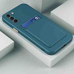 For Samsung Galaxy S22+ 5G Skin Feel Card Contrast Color Button TPU Phone Case(Dark Green)