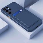 For Samsung Galaxy S22 Ultra 5G Skin Feel Card Contrast Color Button TPU Phone Case(Dark Blue)