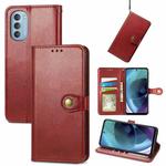 For Motorola Moto G51 Solid Color Leather Buckle Phone Case(Red)