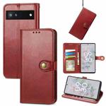 For Google Pixel 6a Solid Color Leather Buckle Phone Case(Red)