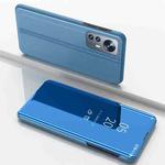 For Xiaomi 12 Pro Plated Mirror Horizontal Flip Leather Case with Holder(Blue)