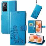 For Xiaomi 12 Four-leaf Clasp Embossed Leather Phone Case(Blue)