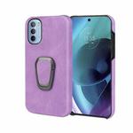 For Motorola Moto G71 5G Ring Holder PU Phone Case(Purple)