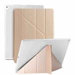 Multi-folding TPU Back Flip Leather Smart Tablet Case for iPad Pro 12.9 inch 2015 / 2017(Gold)