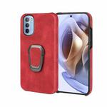 For Motorola Moto G31 / G41 Ring Holder PU Phone Case(Red)