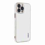 For iPhone 12 Pro ENKAY Plated Gold Edge TPU Case(White)