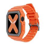 Silicone Strap with Case For Apple Watch Series 9&8&7 41mm / SE 3&SE 2&6&SE&5&4 40mm / 3&2&1 38mm(Orange+Grey)