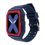 Silicone Strap with Case For Apple Watch Series 9&8&7 41mm / SE 3&SE 2&6&SE&5&4 40mm / 3&2&1 38mm(Blue+Red)