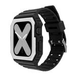 Silicone Strap with Case For Apple Watch Series 8&7 45mm / SE 2&6&SE&5&4 44mm / 3&2&1 42mm(Black+White)