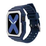 Silicone Strap with Case For Apple Watch Series 8&7 45mm / SE 2&6&SE&5&4 44mm / 3&2&1 42mm(Blue+White)