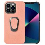 For iPhone 13 Pro Ring Holder Honeycomb PU Phone Case (Pink)