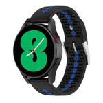 For Samsung Galaxy Watch4 44mm Two-Color Silicone Breathable Watch Band(Black+Blue)