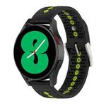 For Samsung Galaxy Watch4 44mm Two-Color Silicone Breathable Watch Band(Black+Green)