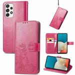 For Samsung Galaxy A53 5G Four-leaf Clasp Embossed Leather Phone Case(Magenta)