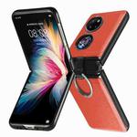For Huawei P50 Pocket Litchi Pattern Ring Buckle Folding Phone Case(Orange)