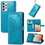 For Samsung Galaxy A53 5G Mandala Flower Embossed Flip Leather Phone Case(Blue)