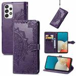 For Samsung Galaxy A53 5G Mandala Flower Embossed Flip Leather Phone Case(Purple)