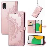 For Samsung Galaxy A03 Core Mandala Flower Embossed Flip Leather Phone Case(Rose Gold)