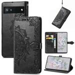 For Google Pixel 6a Mandala Flower Embossed Flip Leather Phone Case(Black)