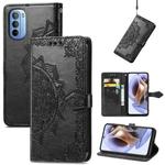 For Motorola Moto G31 Mandala Flower Embossed Flip Leather Phone Case(Black)