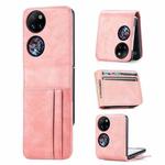 For Huawei P50 Pocket Wallet Card Folding Phone Case(Pink)