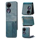 For Huawei P50 Pocket Wallet Card Folding Phone Case(Blue)