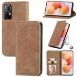 For Xiaomi 12 / 12X Retro Skin Feel Magnetic Flip Leather Phone Case(Brown)