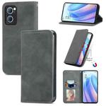 For OPPO Reno7 5G Retro Skin Feel Magnetic Flip Leather Case(Grey)