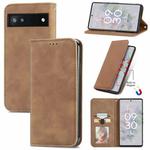 For Google Pixel 6a Retro Skin Feel Magnetic Horizontal Flip Leather Phone Case(Brown)