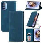 For Motorola Moto G31 Retro Skin Feel Magnetic Horizontal Flip Leather Phone Case(Blue)