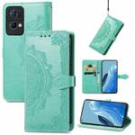 For OPPO Reno7 Pro 5G Mandala Flower Embossed Flip Leather Phone Case(Green)