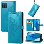 For OPPO A16K Mandala Flower Embossed Flip Leather Phone Case(Blue)