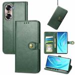 For Honor 60 Solid Color Leather Buckle Phone Case(Green)