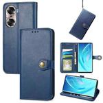 For Honor 60 Solid Color Leather Buckle Phone Case(Blue)