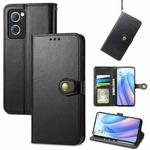 For OPPO Reno7 5G Solid Color Leather Buckle Phone Case(Black)