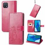 For OPPO A16K Four-leaf Clasp Embossed Buckle Leather Phone Case(Magenta)