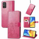 For Honor X10 Max 5G Four-leaf Clasp Embossed Buckle Leather Phone Case(Magenta)